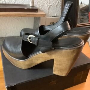 Rachel Comey Wood sandal clogs 10 black leather